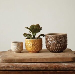 🆕 Creative Co-Op - Decorative Stoneware Owl Containers